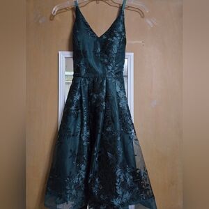 BCX Dark Green Floral Dress